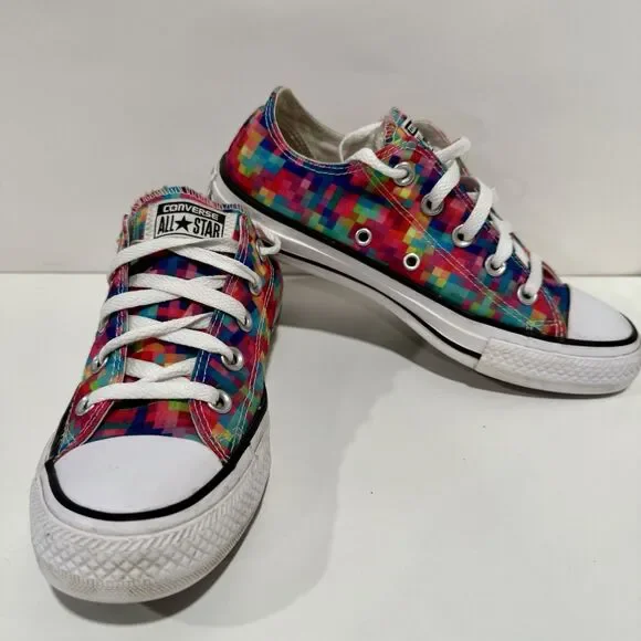 Converse Chuck Taylor Pixel Shoes W6/M4 Pink Blue White Canvas Lace Up Sneakers - Picture 2 of 11